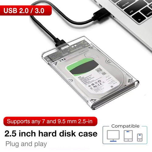 2.5 Inch Transparent Mobile External Hard Drive Case, SATA to USB 3.0/Type C Harddisk Boxs External Enclosure , 5Gbps Tool - Free - FUN GUY WORLD FUN GUYS SHOP FUN GUY WORLD 14:350850Micro B-USB A  Micro B - USB A 2.5 Inch Transparent Mobile External Hard Drive Case, SATA to USB 3.0/Type C Harddisk Boxs External Enclosure , 5Gbps Tool - Free FUN GUYS SHOP FUN GUY WORLD