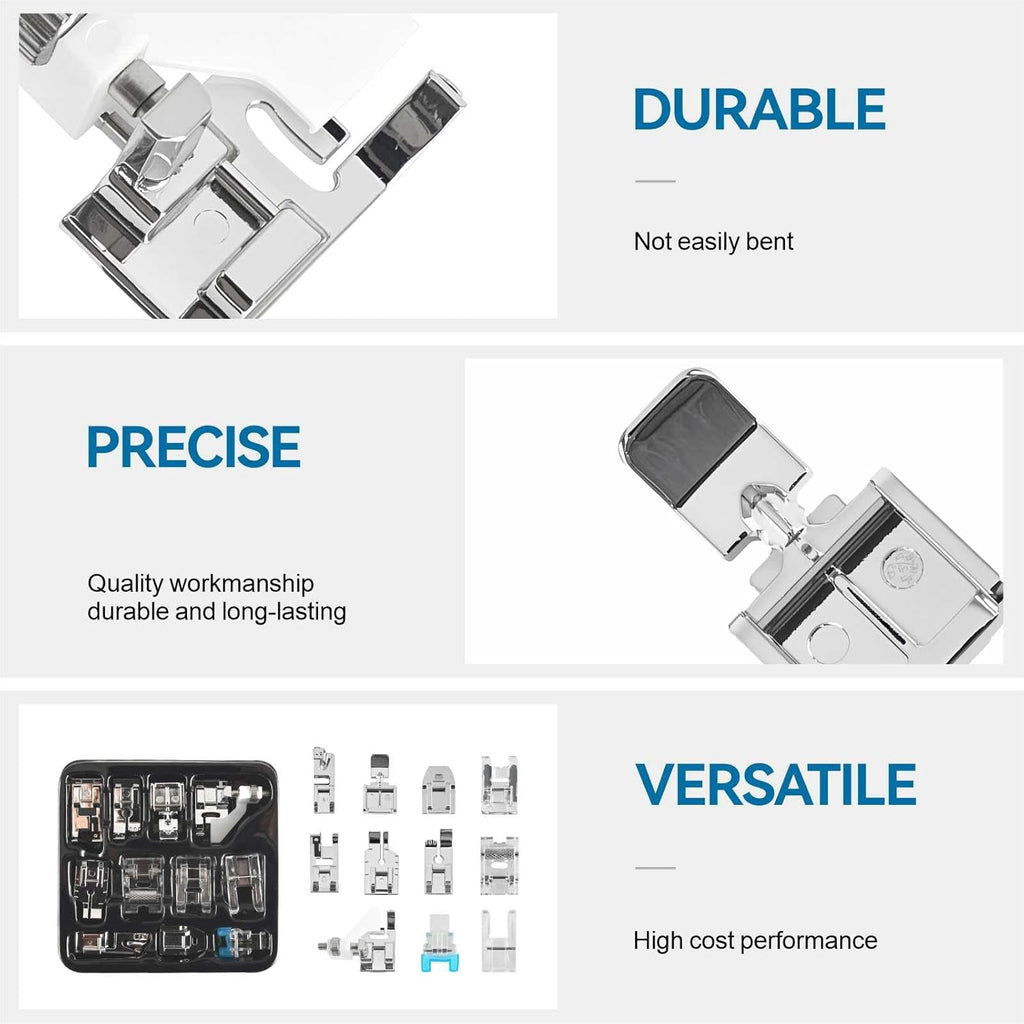 Qeykizy 11 Pcs Sewing Machine Presser Feet Kit, Rolled Hem Feet, Invisible Zipper Foot for Low Shank Sewing Machine, Snap on Feet Compatible with Singer, Brother, Janome, Babylock, Juki, Kenmore FUN GUYS SHOP   FUN GUYS SHOP