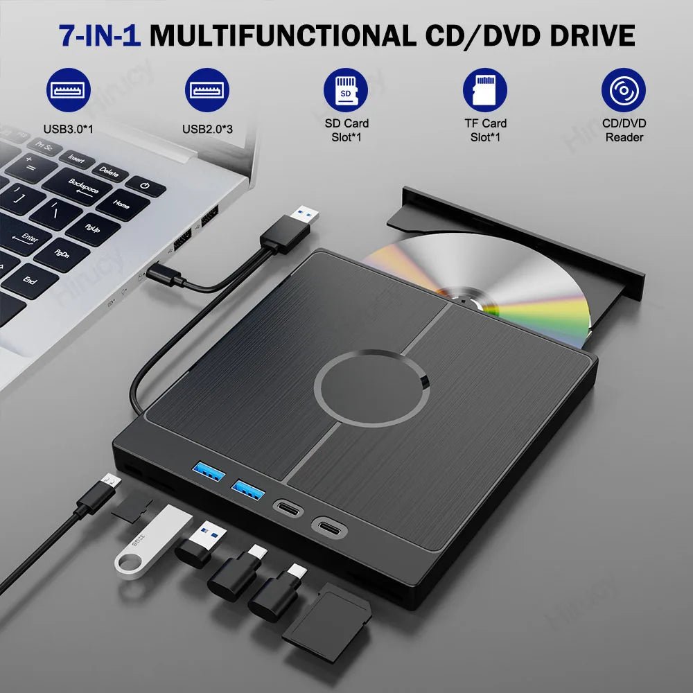 7 - in - 1 USB 3.0 Type C External CD DVD RW Optical Drive DVD Player Burner Reader Multi - Function Drive For Windows Mac PC Laptop - FUN GUY WORLD FUN GUYS SHOP FUN GUY WORLD 14:200025551D-PTKL;200007763:201336100  D - PTKL China Mainland 7 - in - 1 USB 3.0 Type C External CD DVD RW Optical Drive DVD Player Burner Reader Multi - Function Drive For Windows Mac PC Laptop FUN GUYS SHOP FUN GUY WORLD