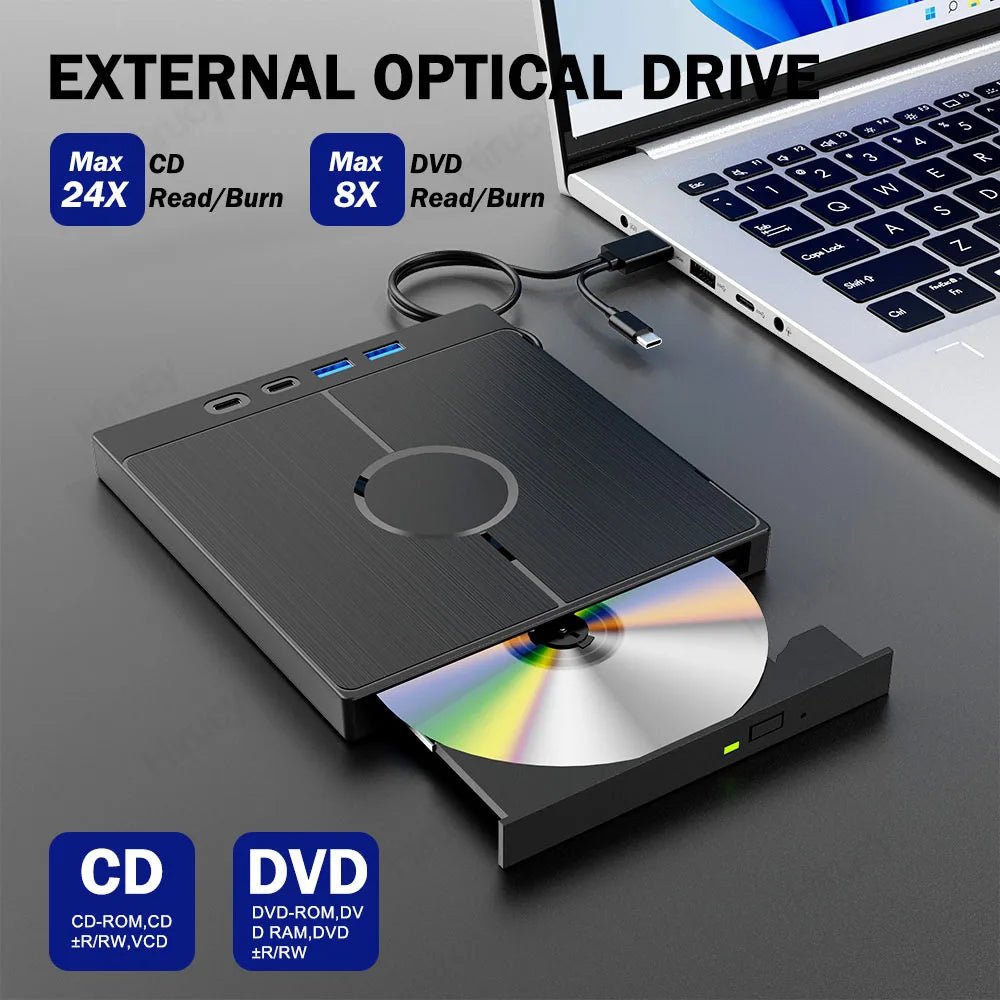 7 - in - 1 USB 3.0 Type C External CD DVD RW Optical Drive DVD Player Burner Reader Multi - Function Drive For Windows Mac PC Laptop - FUN GUY WORLD FUN GUYS SHOP FUN GUY WORLD 14:200025551D-PTKL;200007763:201336100  D - PTKL China Mainland 7 - in - 1 USB 3.0 Type C External CD DVD RW Optical Drive DVD Player Burner Reader Multi - Function Drive For Windows Mac PC Laptop FUN GUYS SHOP FUN GUY WORLD