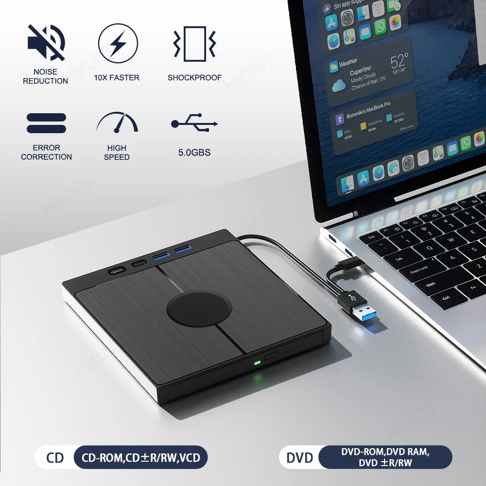 7 - in - 1 USB 3.0 Type C External CD DVD RW Optical Drive DVD Player Burner Reader Multi - Function Drive For Windows Mac PC Laptop - FUN GUY WORLD FUN GUYS SHOP FUN GUY WORLD 14:200025551D-PTKL;200007763:201336100  D - PTKL China Mainland 7 - in - 1 USB 3.0 Type C External CD DVD RW Optical Drive DVD Player Burner Reader Multi - Function Drive For Windows Mac PC Laptop FUN GUYS SHOP FUN GUY WORLD