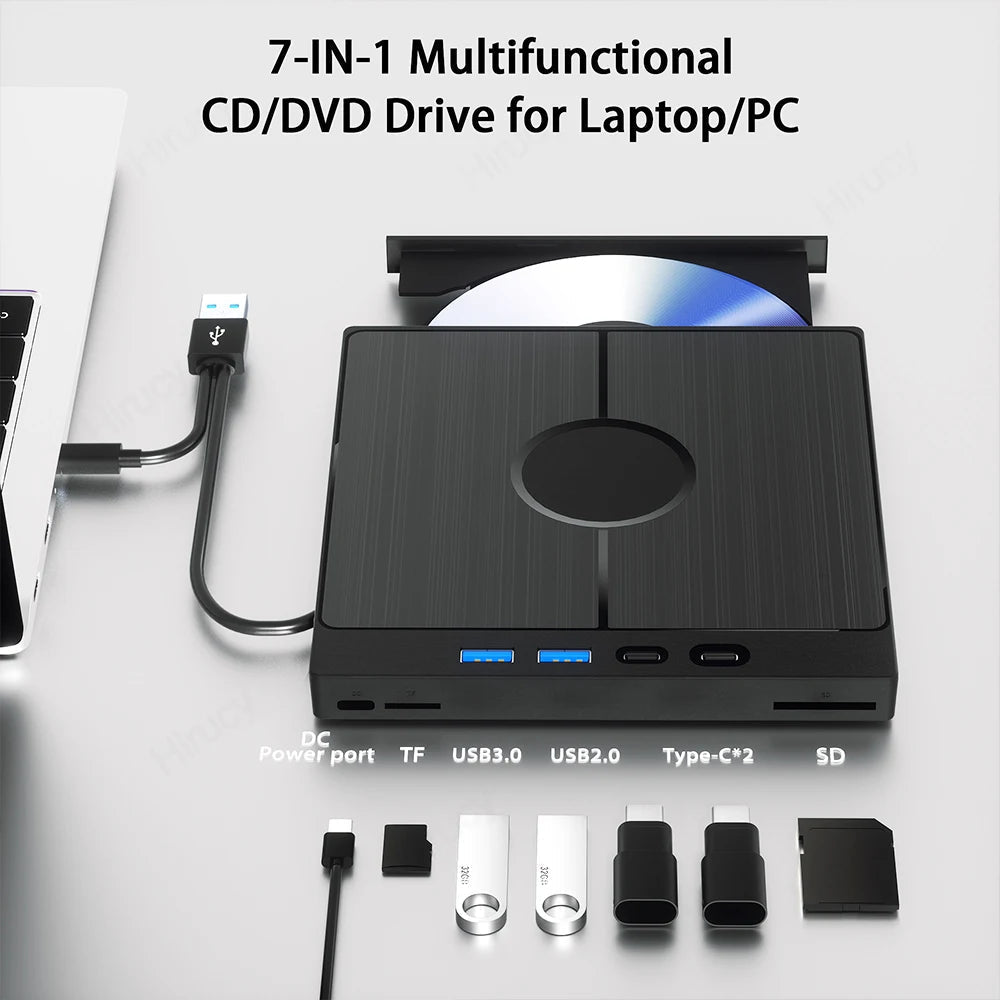 7 - in - 1 USB 3.0 Type C External CD DVD RW Optical Drive DVD Player Burner Reader Multi - Function Drive For Windows Mac PC Laptop - FUN GUY WORLD FUN GUYS SHOP FUN GUY WORLD 14:200025551D-PTKL;200007763:201336100  D - PTKL China Mainland 7 - in - 1 USB 3.0 Type C External CD DVD RW Optical Drive DVD Player Burner Reader Multi - Function Drive For Windows Mac PC Laptop FUN GUYS SHOP FUN GUY WORLD