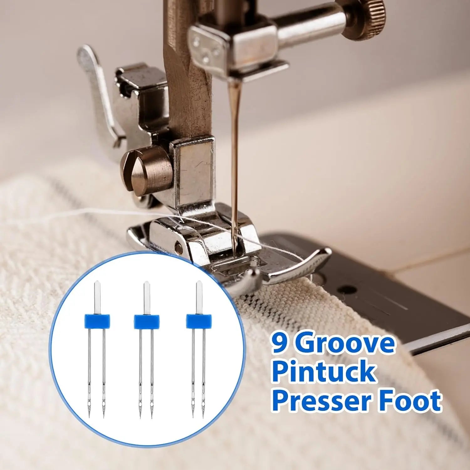 6 Pack Twin Needle for Sewing Machine, Double Twin Needle with 3 Pieces Different Presser Foot for Household Sewing Machine - 3 Size 2/90 3/90 4/90 FUN GUYS SHOP   FUN GUYS SHOP