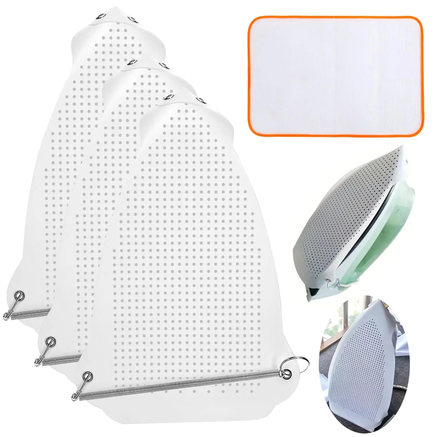 Universal Iron Soleplate Cover Protector - Heat Resistant Silicone Shoe for Electric Irons, Prevents Burns & Scorch Marks on Delicate Fabrics Like Silk, Satin (1 Set Cover Iron Shoe) FUN GUYS SHOP   FUN GUYS SHOP