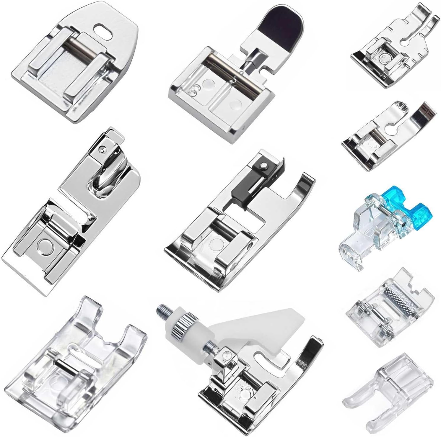 Qeykizy 11 Pcs Sewing Machine Presser Feet Kit, Rolled Hem Feet, Invisible Zipper Foot for Low Shank Sewing Machine, Snap on Feet Compatible with Singer, Brother, Janome, Babylock, Juki, Kenmore FUN GUYS SHOP   FUN GUYS SHOP