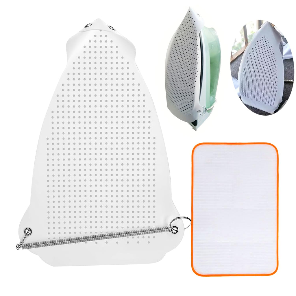Universal Iron Soleplate Cover Protector - Heat Resistant Silicone Shoe for Electric Irons, Prevents Burns & Scorch Marks on Delicate Fabrics Like Silk, Satin (1 Set Cover Iron Shoe) FUN GUYS SHOP   FUN GUYS SHOP