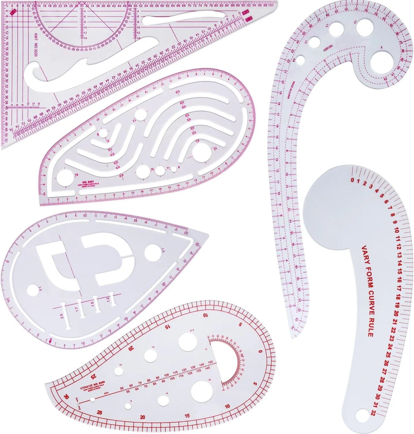 Boao 6 Pieces Clear Metric Sewing Ruler Set Plastic Sew French Curve Ruler Tools Metric Curve Shaped Rulers Making Ruler Kit for Designers and Beginners Tailors Designers, 6 Styles FUN GUYS SHOP   FUN GUYS SHOP