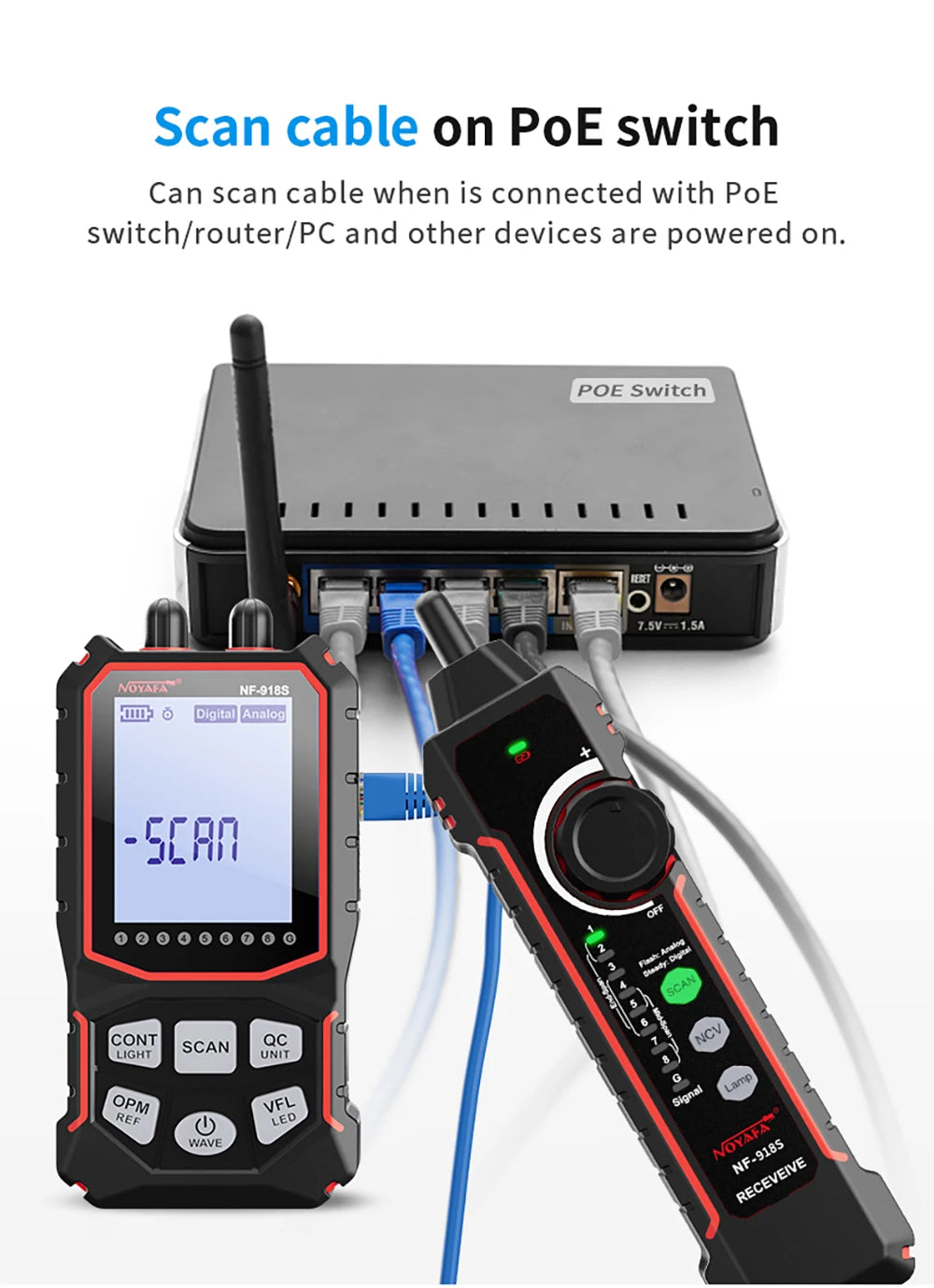 NOYAFA NF-918S Cable Tracker LCD Display Optical Fiber Tester Optical Power Meter Portable Visual Fault Locator Network Tools FUN GUYS SHOP   FUN GUYS SHOP