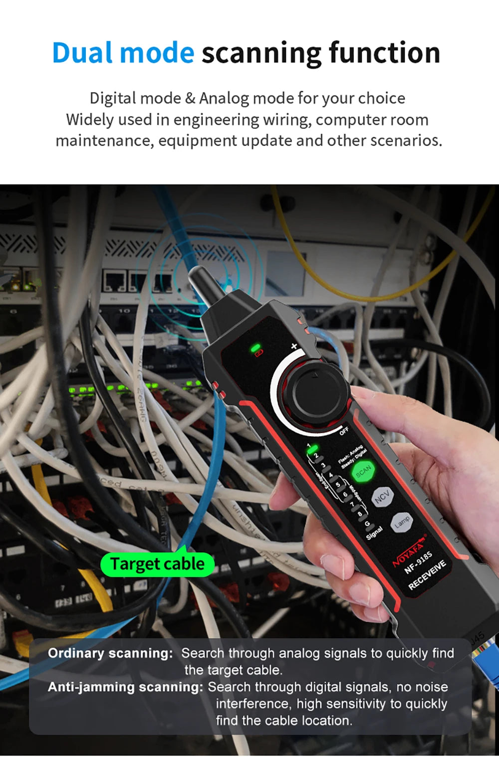 NOYAFA NF-918S Cable Tracker LCD Display Optical Fiber Tester Optical Power Meter Portable Visual Fault Locator Network Tools FUN GUYS SHOP   FUN GUYS SHOP