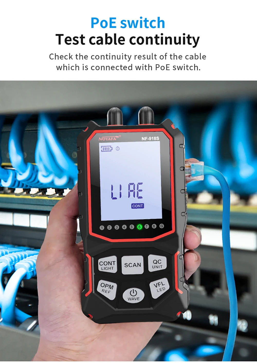 NOYAFA NF-918S Cable Tracker LCD Display Optical Fiber Tester Optical Power Meter Portable Visual Fault Locator Network Tools FUN GUYS SHOP   FUN GUYS SHOP