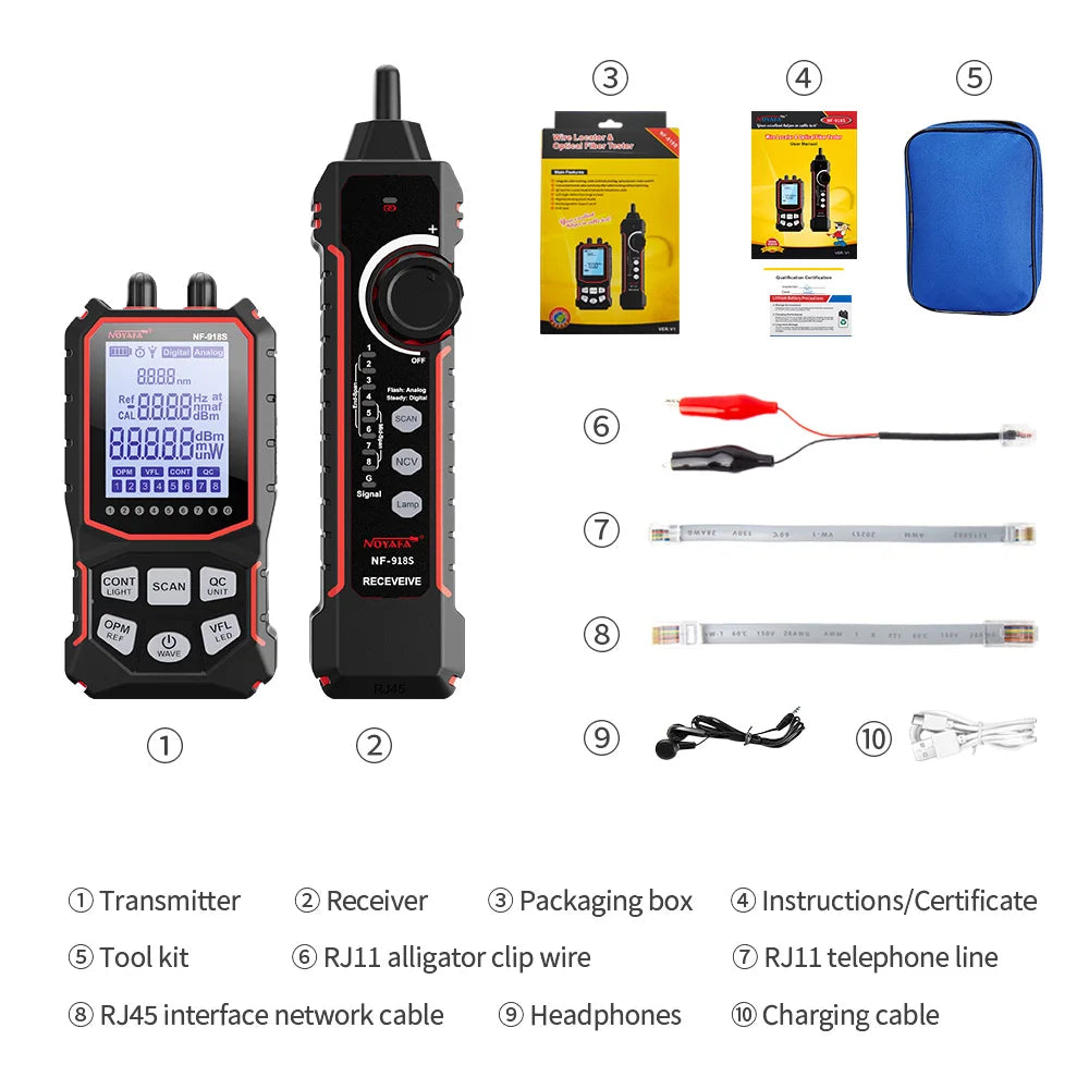 NOYAFA NF-918S Cable Tracker LCD Display Optical Fiber Tester Optical Power Meter Portable Visual Fault Locator Network Tools FUN GUYS SHOP   FUN GUYS SHOP