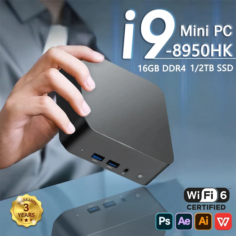 Mini PC Protable Gaming i9 8950HK i3-6100 16GB RAM Windows 11 Pro WIFI6 BT5.2 4K 1TB 2TB SSD 1000Mbps Mini Gamer Computer PC FUN GUYS SHOP   FUN GUYS SHOP