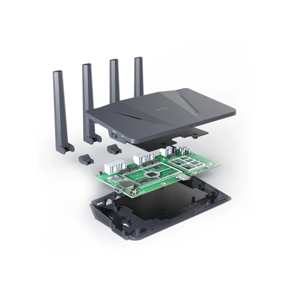 GL.iNet GL-AX1800(Flint) WiFi 6 Router -Dual Band Gigabit Wireless ,5 x 1G Ethernet Ports ,Amazing OpenVpn&WireGuard Speed FUN GUYS SHOP   FUN GUYS SHOP