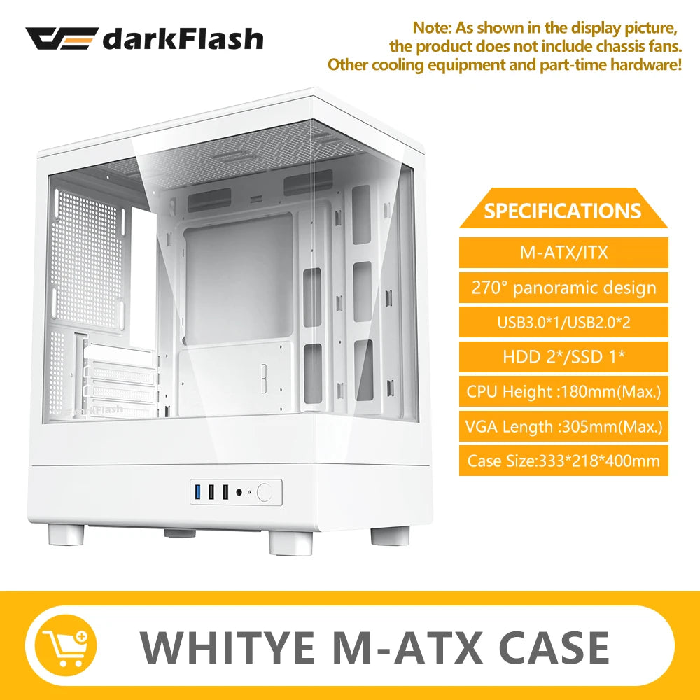 Darkflash DB330M PC Case M-ATX Desktop 270 ° Sea View Room Computer Case USB3.0 Double-Sided Transparent Glass Gamer Cabinet FUN GUYS SHOP   FUN GUY WORLD