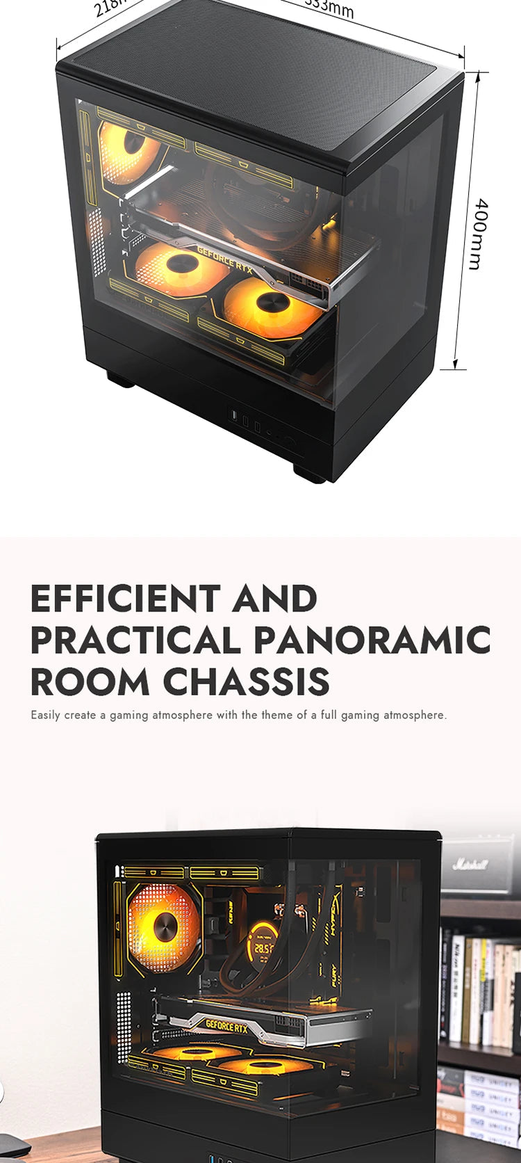 Darkflash DB330M PC Case M-ATX Desktop 270 ° Sea View Room Computer Case USB3.0 Double-Sided Transparent Glass Gamer Cabinet FUN GUYS SHOP   FUN GUY WORLD