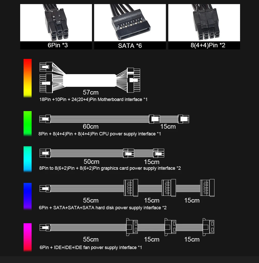 JULONGFENGBAO ATX 850W Full Modular RGB 80Plus Gold 20+4Pin 12V PSU Professional E-Sports Video Game Computer PC Power Supply FUN GUYS SHOP   FUN GUY WORLD