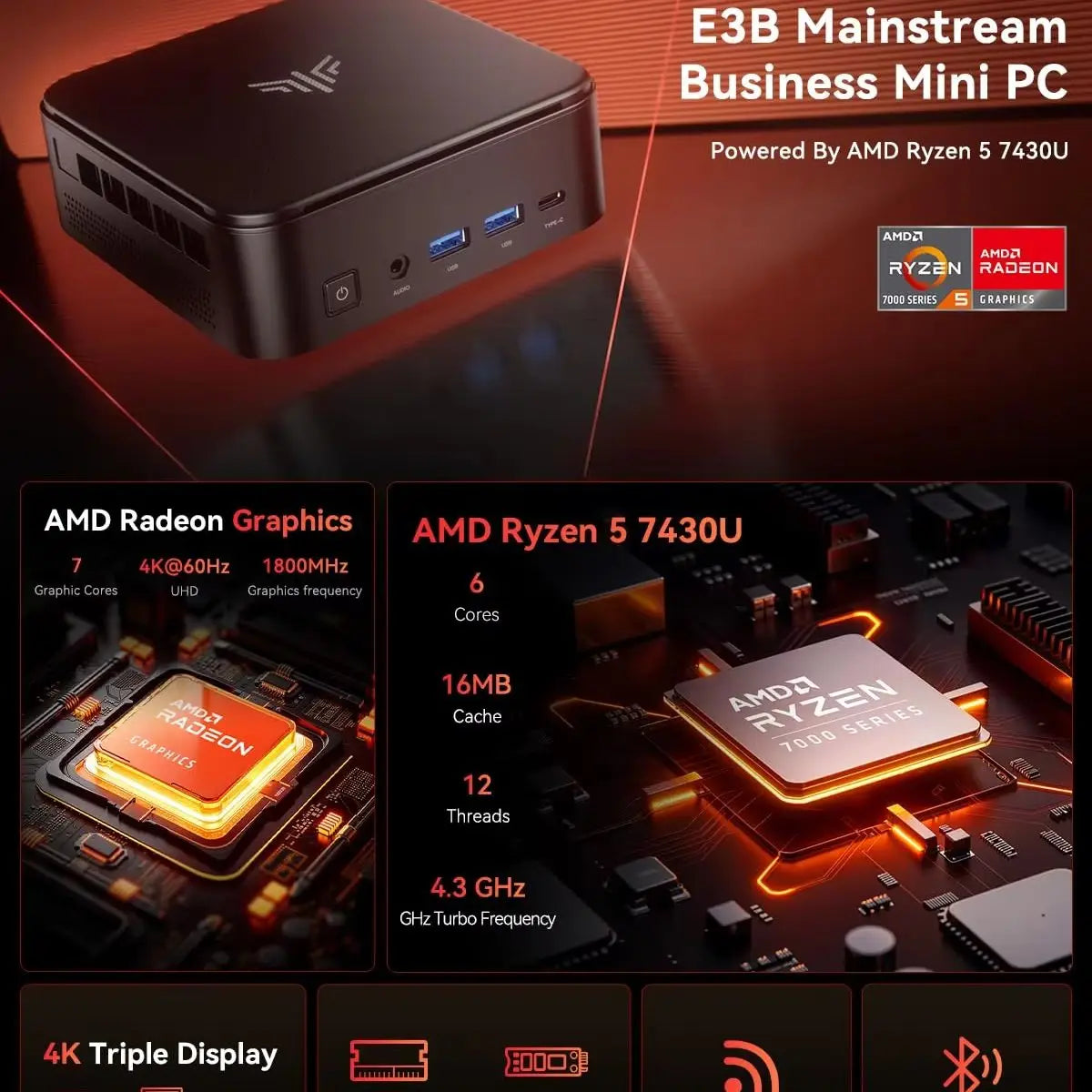 ACEMAGIC E3B MINI PC AMD Ryzen 5 7430U 6-Core Powerhouse 16GB DDR4 512GB M.2 2280 SSD Wifi6 BT5.2 4K 60Hz UHD WiFi 6 Windows 11 FUN GUYS SHOP   FUN GUYS SHOP
