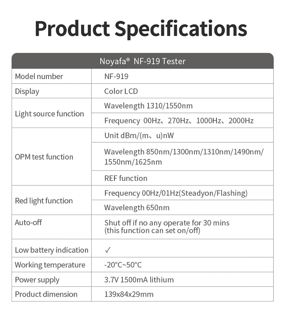 NOYAFA NF-919 Mini Optical Power Meter Visual Fault Locator Network Cable Test OPM/REF -70~+9dbm SC/FC/ST Universal Port FUN GUYS SHOP   FUN GUY WORLD