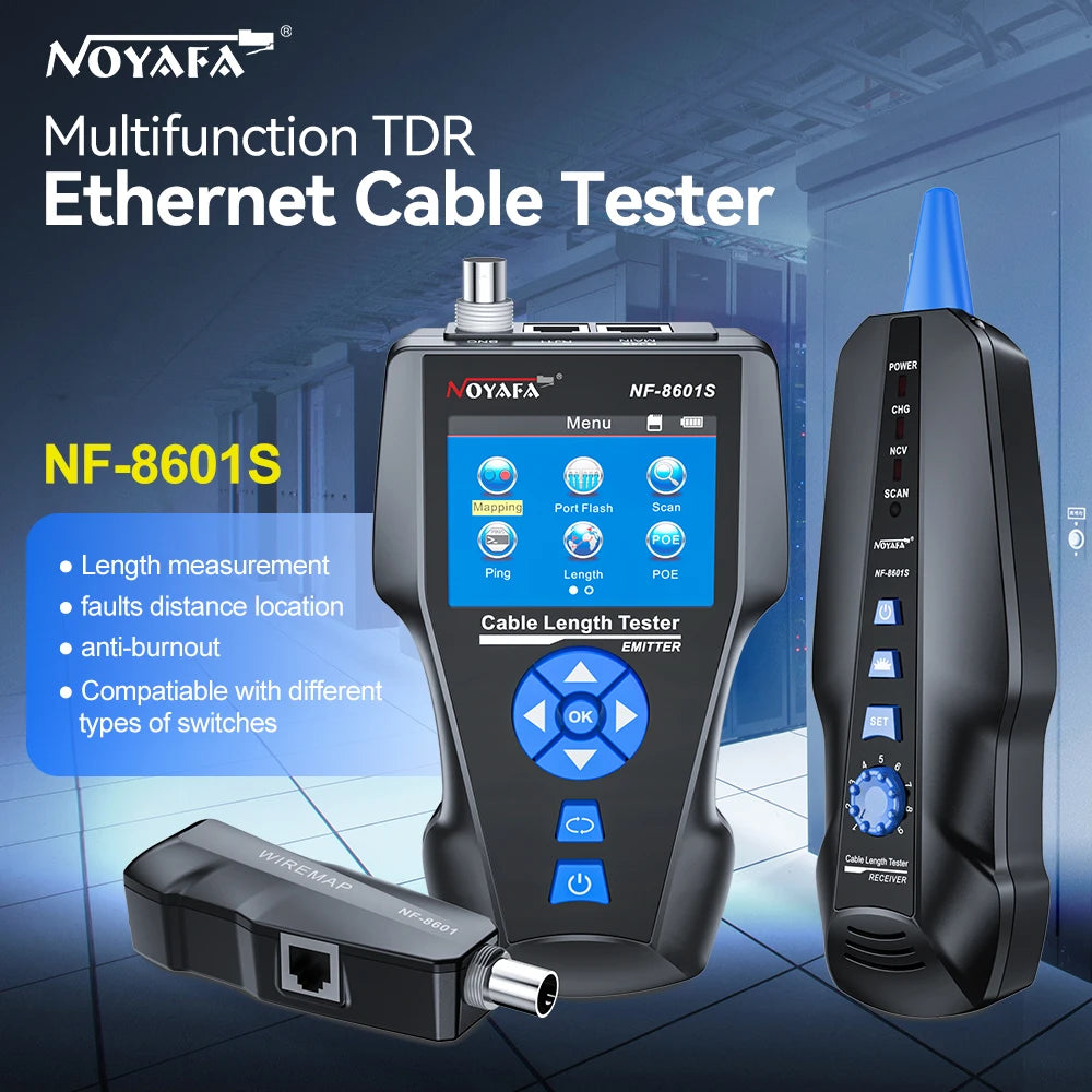 NOYAFA NF-8601S Network Cable Tester Anti-Interference Cable Tracker PING Tester RJ45 RJ11 Measure Length Tester Network Tools FUN GUYS SHOP   FUN GUYS SHOP