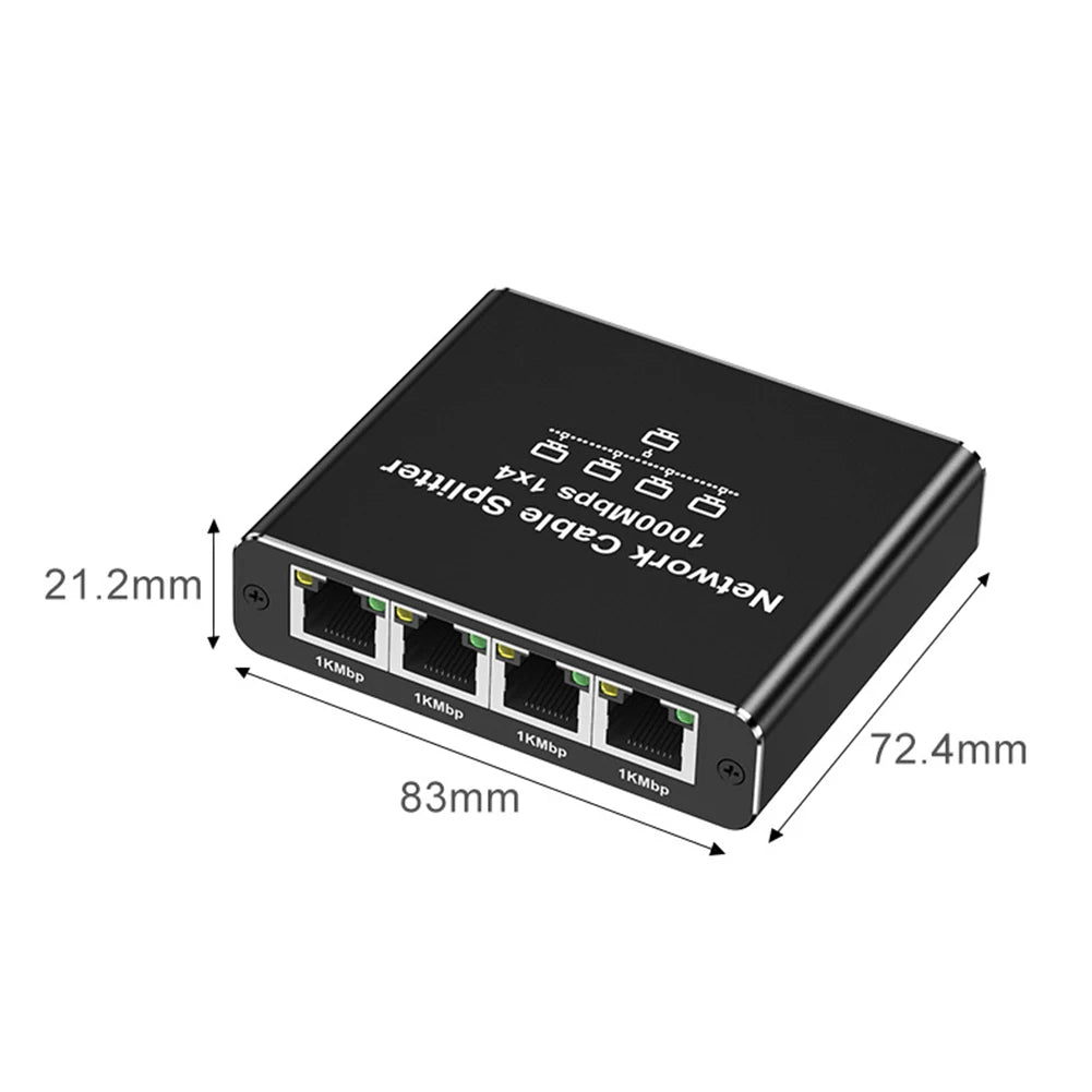 1 To 4 RJ45 Splitter High Speed 1000Mbps Network Connector Splitter HUB 4 Devices Simultaneously Networking for Cat6/7/8 Cable FUN GUYS SHOP   FUN GUY WORLD