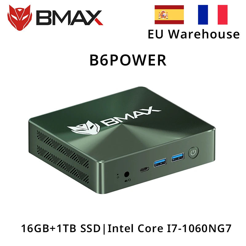 BMAX Mini PC B6POWER Intel Core I7-1060NG7 Windows 11 16GB RAM 1TB NVME SSD NVME_2280x2 HDMI USB Bluetooth Computer Type-c FUN GUYS SHOP   FUN GUYS SHOP