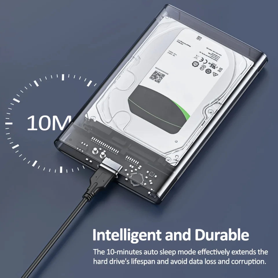 2.5 Inch Transparent Mobile External Hard Drive Case, SATA to USB 3.0/Type C Harddisk Boxs External Enclosure , 5Gbps Tool-Free FUN GUYS SHOP   FUN GUY WORLD