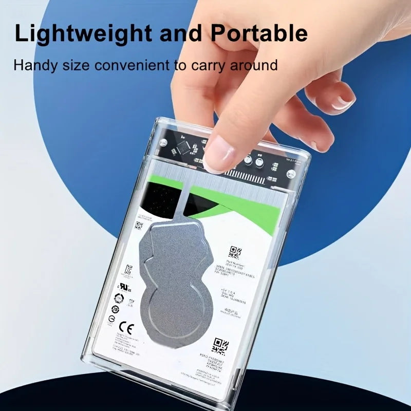 2.5 Inch Transparent Mobile External Hard Drive Case, SATA to USB 3.0/Type C Harddisk Boxs External Enclosure , 5Gbps Tool-Free FUN GUYS SHOP   FUN GUY WORLD