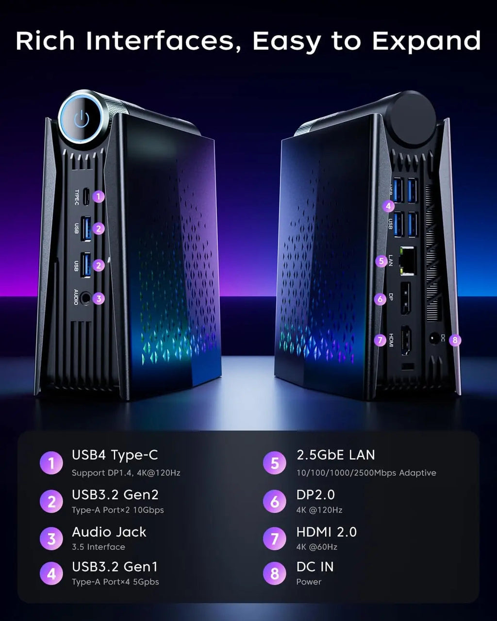 Mini PC AMD Ryzen CPU Windows 11 Pro Mini Computer 6900HX 16GB RAM 512GB SSDWifi6 BT5.2 with RGB lights 4K triple dis ACEMAGIC FUN GUYS SHOP   FUN GUYS SHOP