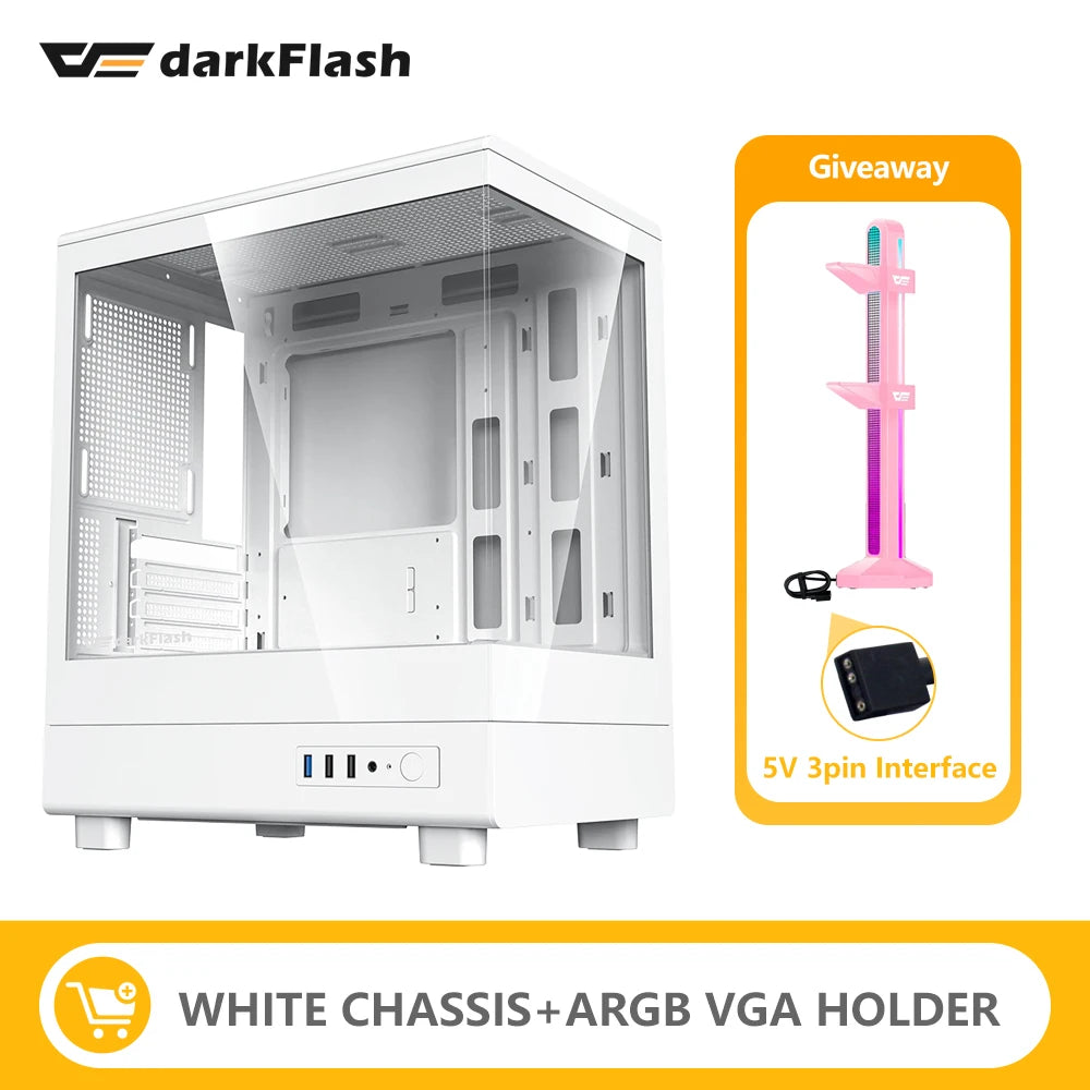 Darkflash DB330M PC Case M-ATX Desktop 270 ° Sea View Room Computer Case USB3.0 Double-Sided Transparent Glass Gamer Cabinet FUN GUYS SHOP   FUN GUY WORLD