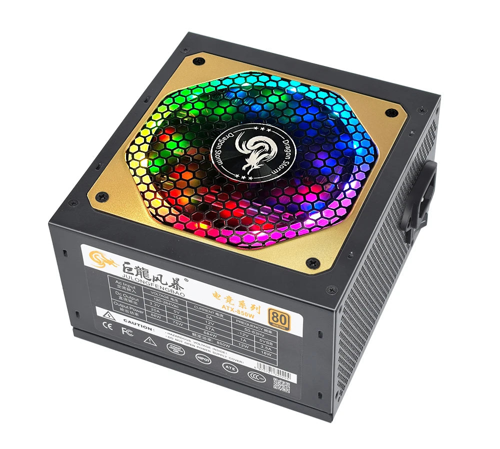 JULONGFENGBAO ATX 850W Full Modular RGB 80Plus Gold 20+4Pin 12V PSU Professional E-Sports Video Game Computer PC Power Supply FUN GUYS SHOP   FUN GUY WORLD