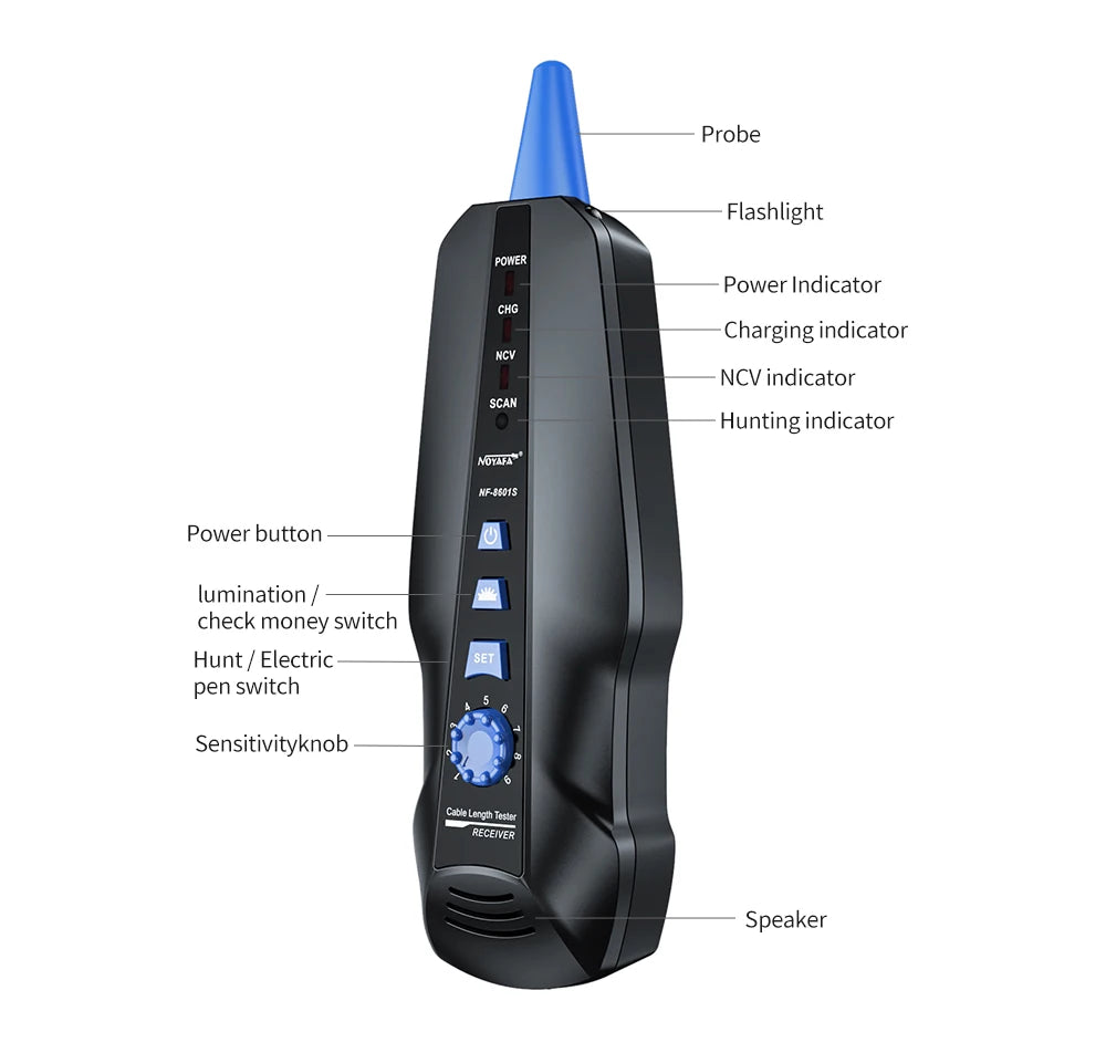 NOYAFA NF-8601S Network Cable Tester Anti-Interference Cable Tracker PING Tester RJ45 RJ11 Measure Length Tester Network Tools FUN GUYS SHOP   FUN GUY WORLD