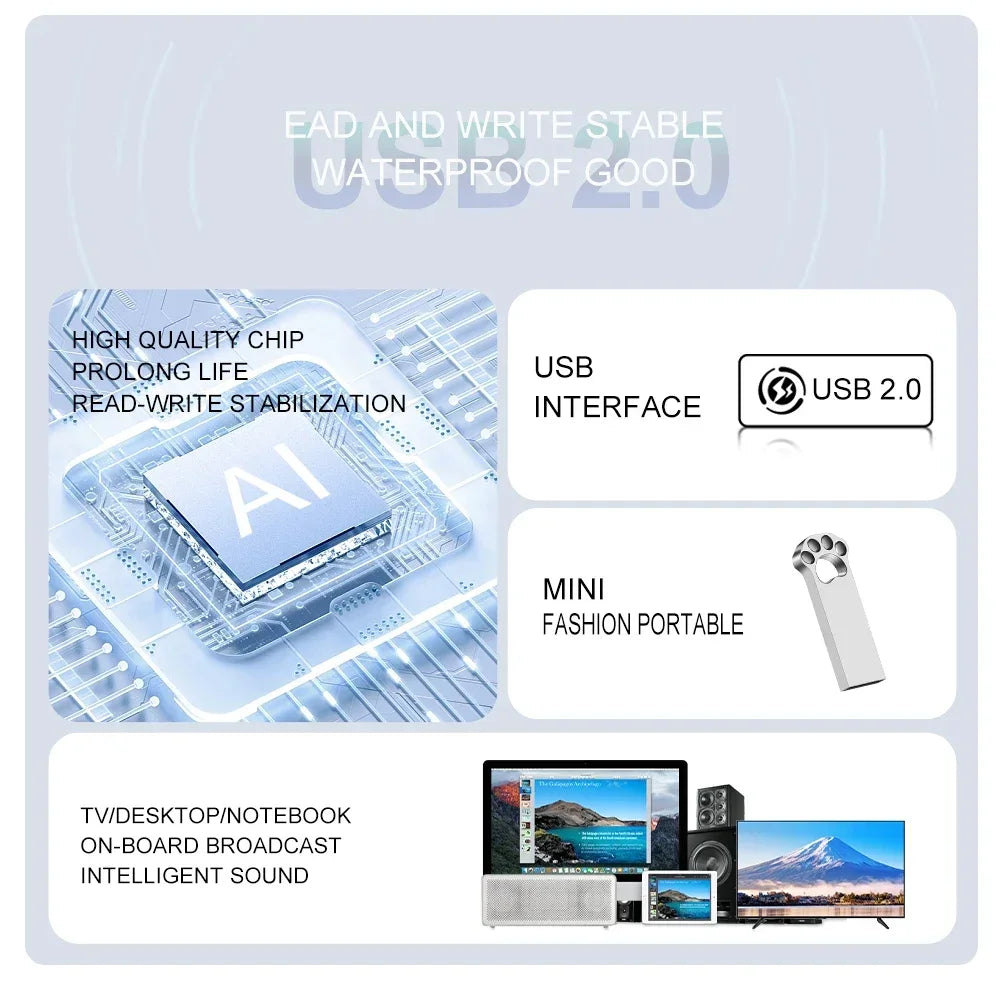 Black Cat's Paw USB Flash Drive 128GB Free Custom Logo Memory Stick 64GB Gold Metal Pen Drive 32GB Free Key Chain U Disk 16GB FUN GUYS SHOP   FUN GUY WORLD