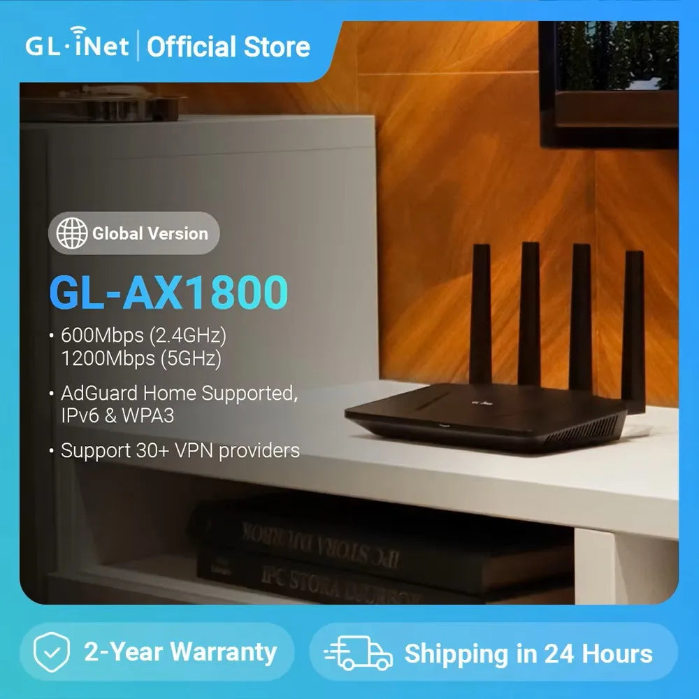 GL.iNet GL-AX1800(Flint) WiFi 6 Router -Dual Band Gigabit Wireless ,5 x 1G Ethernet Ports ,Amazing OpenVpn&WireGuard Speed FUN GUYS SHOP   FUN GUYS SHOP