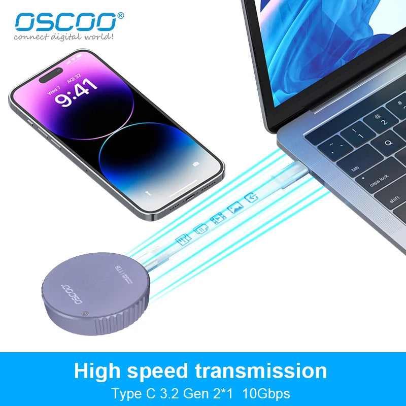 OSCOO SSD 512GB 1TB MD008 External SSD Magnetic and Portable SSD With PD3.0 100W Fast Charging 10 Gbps SSD Iphone 15 Pro/Pro Max FUN GUYS SHOP   FUN GUY WORLD