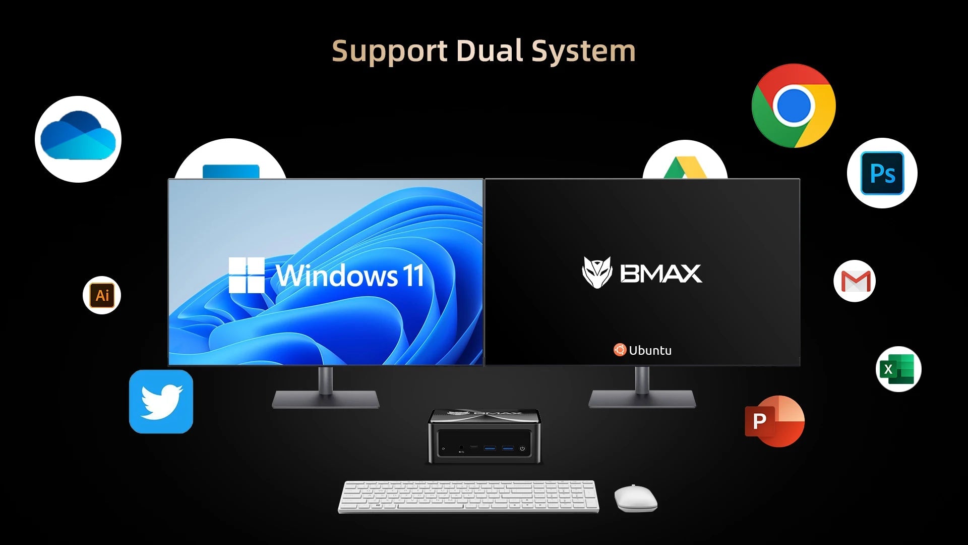 BMAX B5A Pro Mini PC | AMD Ryzen 7 5825U/5700U | Radeon Graphics | 16GB+512GB | Win11 Pro | 4K@60Hz | USB4 | Ultra-Slim FUN GUYS SHOP   FUN GUYS SHOP