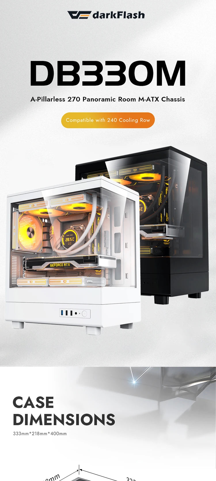 Darkflash DB330M PC Case M-ATX Desktop 270 ° Sea View Room Computer Case USB3.0 Double-Sided Transparent Glass Gamer Cabinet FUN GUYS SHOP   FUN GUY WORLD