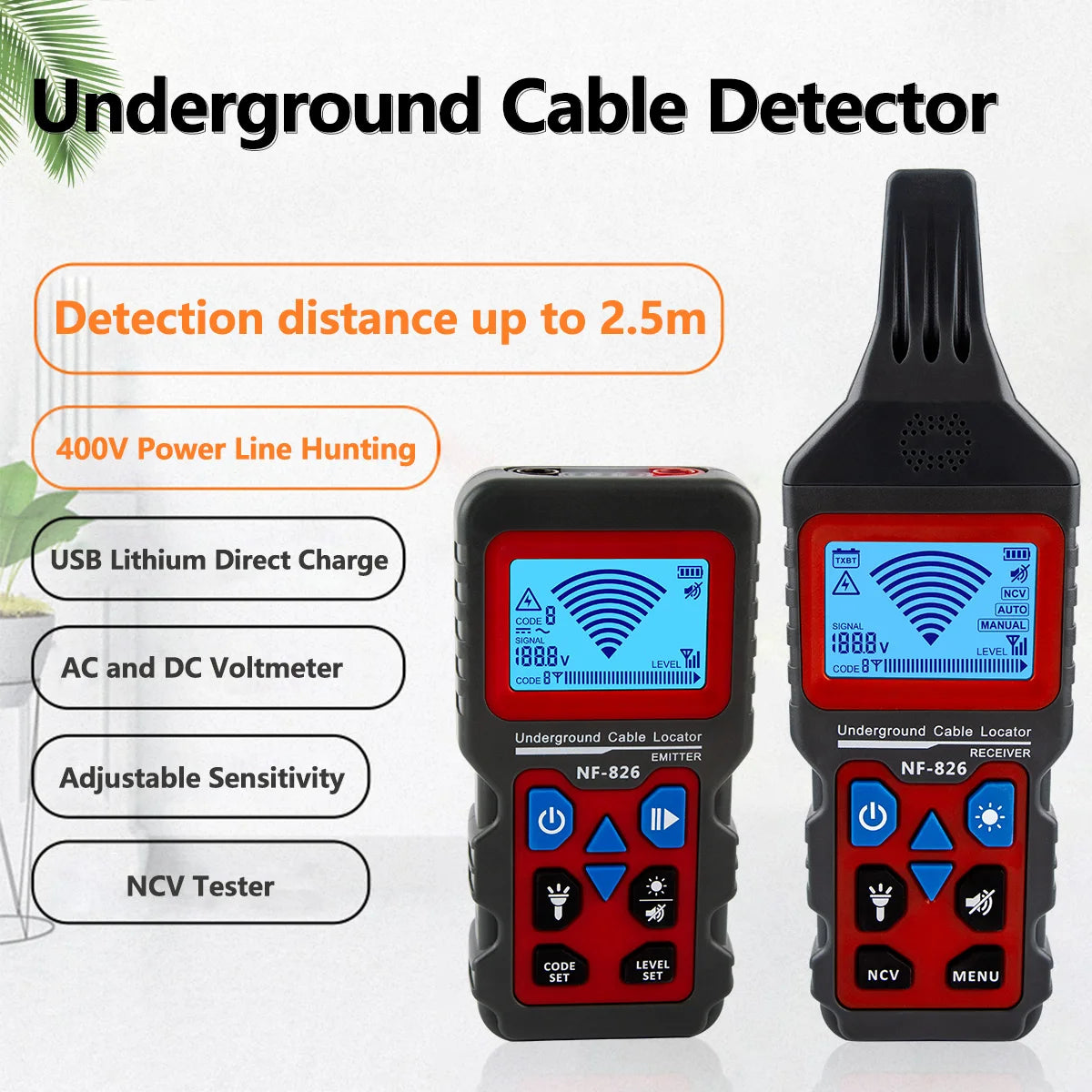 NOYAFA NF-826 High Voltage Wire Tracker Portable Telephone Cable Locator Underground Pipe Detector Professional Cable Finder FUN GUYS SHOP   FUN GUY WORLD