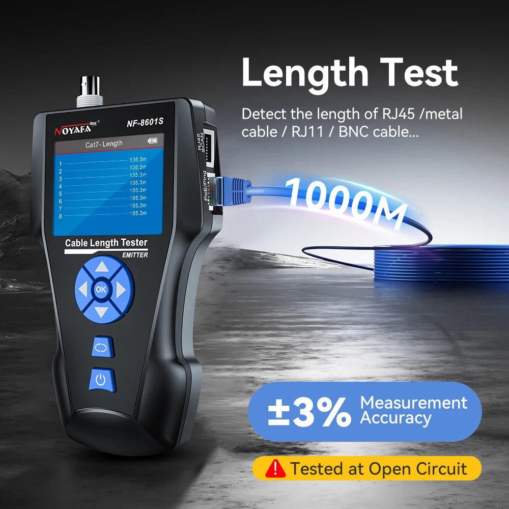 NOYAFA NF-8601S Network Cable Tester Anti-Interference Cable Tracker PING Tester RJ45 RJ11 Measure Length Tester Network Tools FUN GUYS SHOP   FUN GUYS SHOP