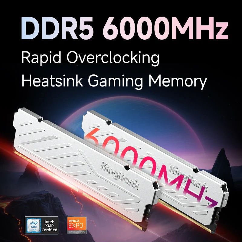 KingBank Silver DDR5 RAM 32GB Kit (2x16GB) 6000MHz Overclocking Desktop Gaming Memory Intel XMP 3.0 & AMD Expo Compatible FUN GUYS SHOP   FUN GUY WORLD