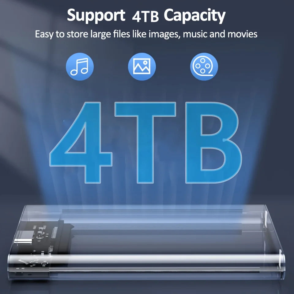 2.5 Inch Transparent Mobile External Hard Drive Case, SATA to USB 3.0/Type C Harddisk Boxs External Enclosure , 5Gbps Tool-Free FUN GUYS SHOP   FUN GUY WORLD