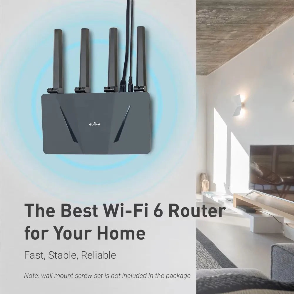 GL.iNet GL-AX1800(Flint) WiFi 6 Router -Dual Band Gigabit Wireless ,5 x 1G Ethernet Ports ,Amazing OpenVpn&WireGuard Speed FUN GUYS SHOP   FUN GUYS SHOP