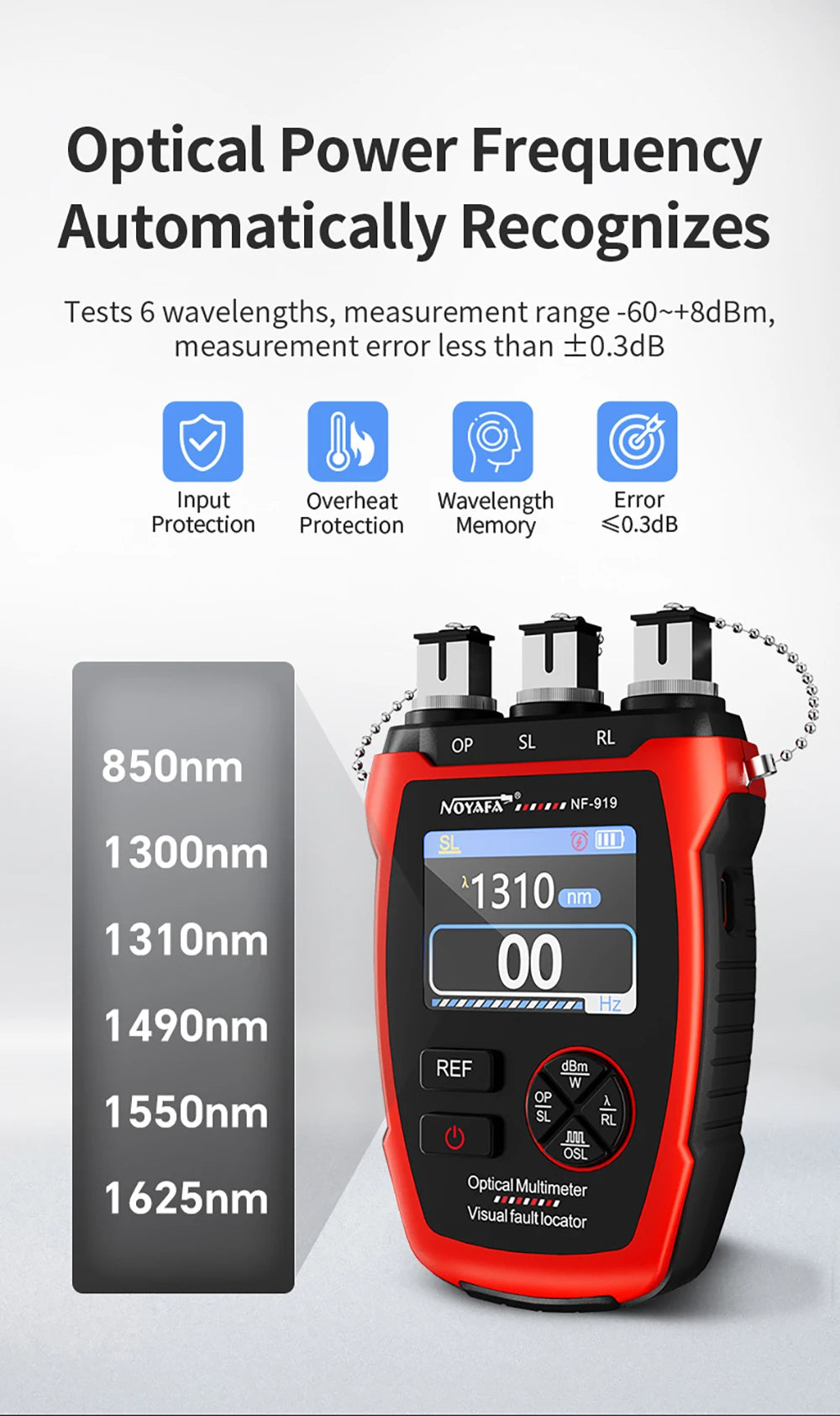 NOYAFA NF-919 Mini Optical Power Meter Visual Fault Locator Network Cable Test OPM/REF -70~+9dbm SC/FC/ST Universal Port FUN GUYS SHOP   FUN GUY WORLD