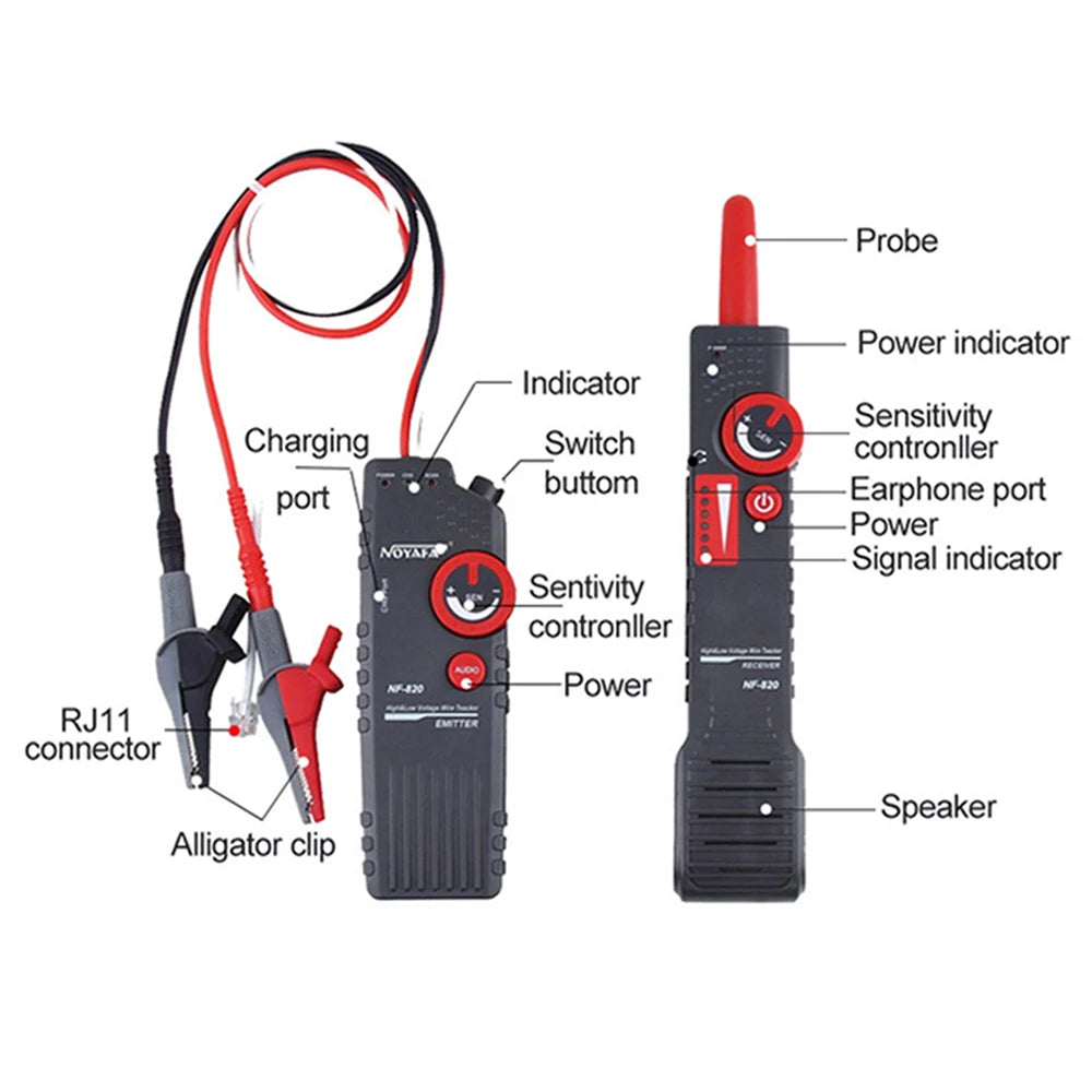 NOYAFA NF-820 Underground Cable Locator with Alligator Clip Anti-Interference High&Low Voltage Wire Locator Network Wire Tracker FUN GUYS SHOP   FUN GUY WORLD