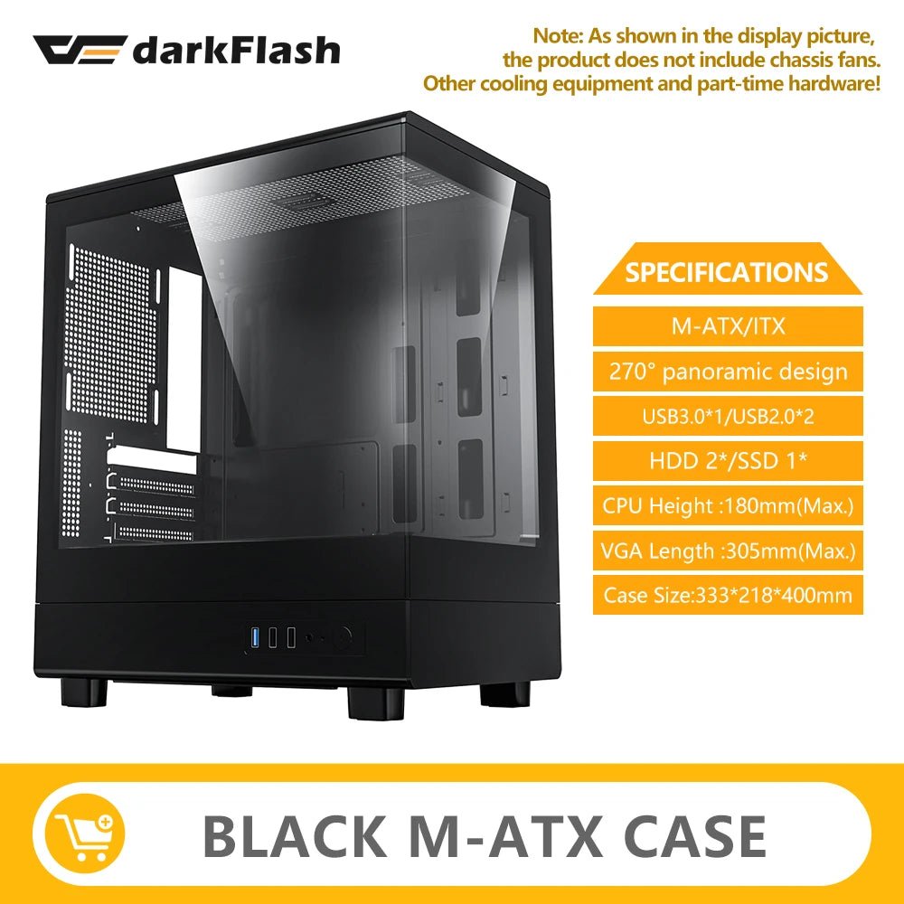 Darkflash DB330M PC Case M - ATX Desktop 270 ° Sea View Room Computer Case USB3.0 Double - Sided Transparent Glass Gamer Cabinet - FUN GUY WORLD FUN GUYS SHOP FUN GUY WORLD 14:193BLACK Chassis  BLACK Chassis Darkflash DB330M PC Case M - ATX Desktop 270 ° Sea View Room Computer Case USB3.0 Double - Sided Transparent Glass Gamer Cabinet FUN GUYS SHOP FUN GUY WORLD