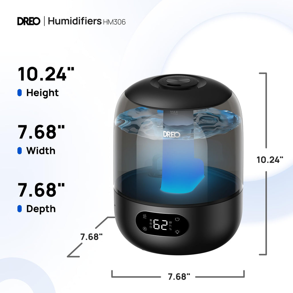 DREO Humidifiers for Bedroom, 3L Top Fill 30H & 26dB Quiet Runtime for Large Room, Cool Mist Ultrasonic Humidifier with Humidity Sensor, Night Light for Home, Baby, Nursery, Plants, 360° Nozzle, Black - FUN GUY WORLD FUN GUY WORLD FUN GUY WORLD B0DG8YPRF2 B0DG8YPRF2 Snow White DREO Humidifiers for Bedroom, 3L Top Fill 30H & 26dB Quiet Runtime for Large Room, Cool Mist Ultrasonic Humidifier with Humidity Sensor, Night Light for Home, Baby, Nursery, Plants, 360° Nozzle, Black FUN GUY WORLD FUN GUY