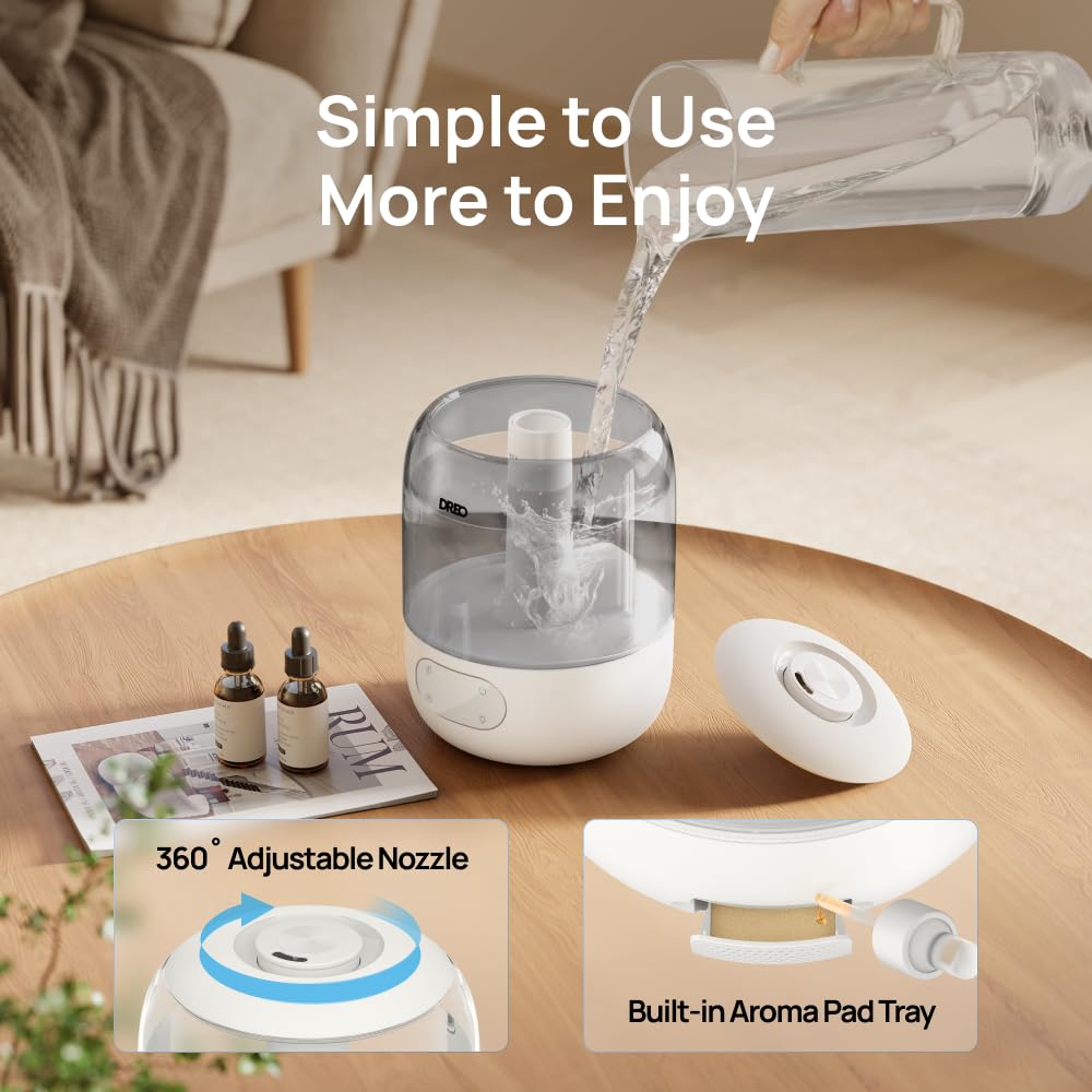 DREO Humidifiers for Bedroom, 3L Top Fill 30H & 26dB Quiet Runtime for Large Room, Cool Mist Ultrasonic Humidifier with Humidity Sensor, Night Light for Home, Baby, Nursery, Plants, 360° Nozzle, Black - FUN GUY WORLD FUN GUY WORLD FUN GUY WORLD B0DG8YPRF2 B0DG8YPRF2 Snow White DREO Humidifiers for Bedroom, 3L Top Fill 30H & 26dB Quiet Runtime for Large Room, Cool Mist Ultrasonic Humidifier with Humidity Sensor, Night Light for Home, Baby, Nursery, Plants, 360° Nozzle, Black FUN GUY WORLD FUN GUY