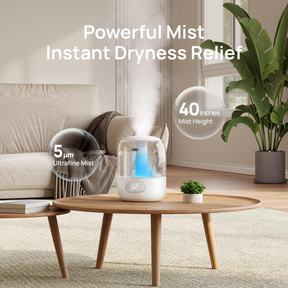 DREO Humidifiers for Bedroom, 3L Top Fill 30H & 26dB Quiet Runtime for Large Room, Cool Mist Ultrasonic Humidifier with Humidity Sensor, Night Light for Home, Baby, Nursery, Plants, 360° Nozzle, Black - FUN GUY WORLD FUN GUY WORLD FUN GUY WORLD B0DG8YPRF2 B0DG8YPRF2 Snow White DREO Humidifiers for Bedroom, 3L Top Fill 30H & 26dB Quiet Runtime for Large Room, Cool Mist Ultrasonic Humidifier with Humidity Sensor, Night Light for Home, Baby, Nursery, Plants, 360° Nozzle, Black FUN GUY WORLD FUN GUY