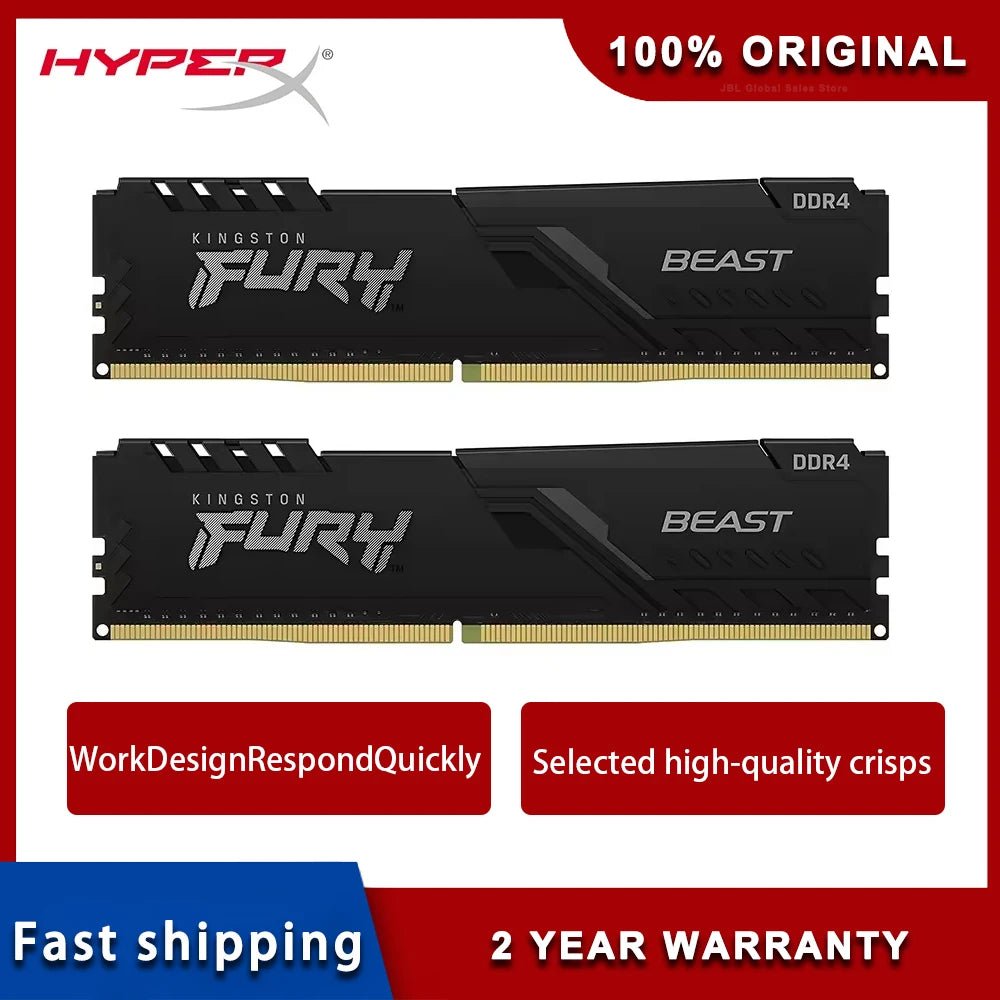 Hyperx FURY Beast DDR4 8GB 16GB 32GB 2400 2666 3200MHz DIMM PC4 - 23400 25600 28800 DDR4 Desktop Memory Module - FUN GUY WORLD FUN GUYS SHOP FUN GUY WORLD 497:2014534678G 2400MHz;6:5823  8G 2400MHz DDR4 Hyperx FURY Beast DDR4 8GB 16GB 32GB 2400 2666 3200MHz DIMM PC4 - 23400 25600 28800 DDR4 Desktop Memory Module FUN GUYS SHOP FUN GUY WORLD