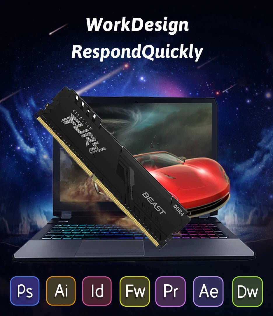 Hyperx FURY Beast DDR4 8GB 16GB 32GB 2400 2666 3200MHz DIMM PC4 - 23400 25600 28800 DDR4 Desktop Memory Module - FUN GUY WORLD FUN GUYS SHOP FUN GUY WORLD 497:2014534678G 2400MHz;6:5823  8G 2400MHz DDR4 Hyperx FURY Beast DDR4 8GB 16GB 32GB 2400 2666 3200MHz DIMM PC4 - 23400 25600 28800 DDR4 Desktop Memory Module FUN GUYS SHOP FUN GUY WORLD