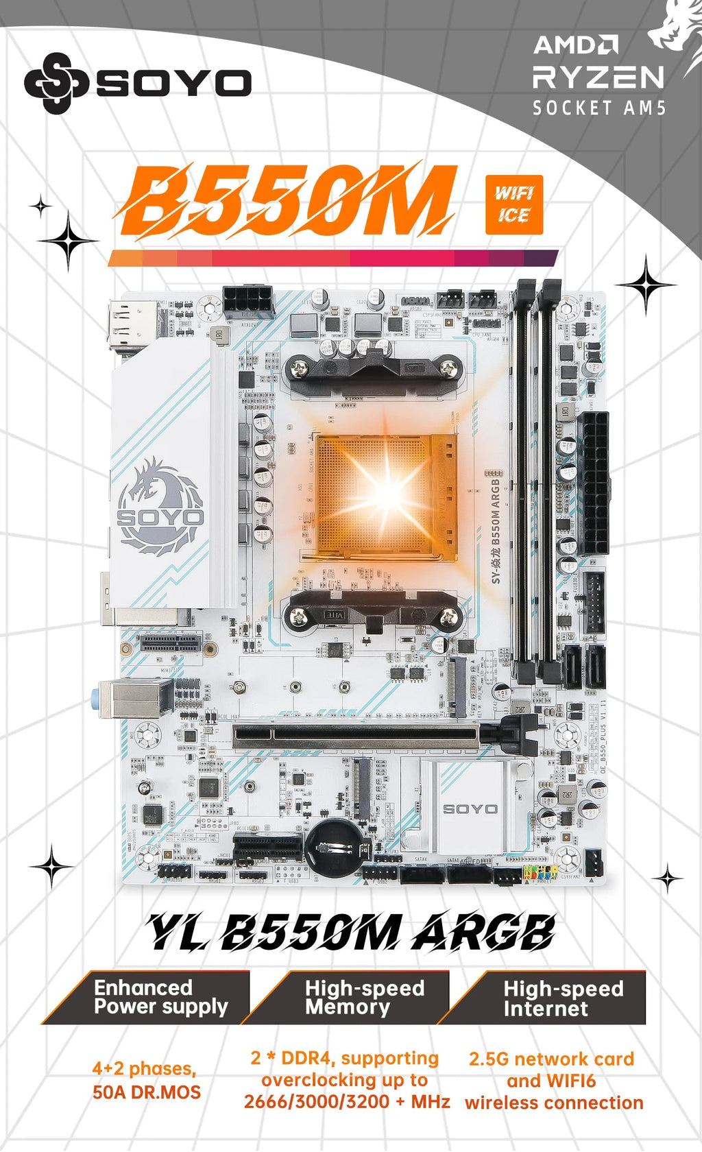 SOYO AMD B550M Gaming Motherboard USB3.1 M.2 Nvme Sata3 DDR4 Dual Channel Supports RYZEN R3 R5 R7 3000 4000 5000 CPU AM4 Socket - FUN GUY WORLD FUN GUYS SHOP FUN GUY WORLD 200000828:22814028046  Motherboard+CPU SOYO AMD B550M Gaming Motherboard USB3.1 M.2 Nvme Sata3 DDR4 Dual Channel Supports RYZEN R3 R5 R7 3000 4000 5000 CPU AM4 Socket FUN GUYS SHOP FUN GUY WORLD
